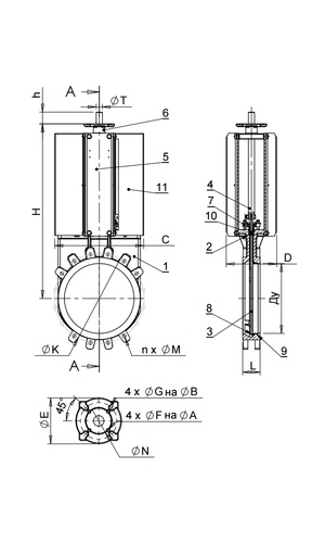 Размеры Tecofi VG3400-004 Ду 200